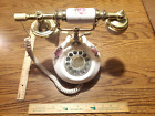 Téléphone à cadran poussoir vintage style français TT Systems TTS-600B rose florale testé++