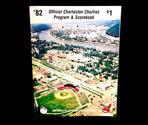 Vintage 1982 CHARLESTON CHARLIES PROGRAM & SCOREBOOK Cleveland Indians baseball - Foto 1 di 9