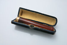 Victorian Edwardian Amber Cheroot Cigar Holder Cased Gold Plate Collar