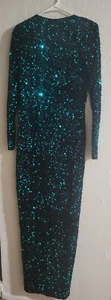Faeriesty Women's Green Sequin Long Dress Size M - Picture 1 of 6
