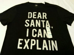 Camisetas gráficas para hombre talla M antiguas azul marino negras querido Santa, puedo explicar - Imagen 1 de 2