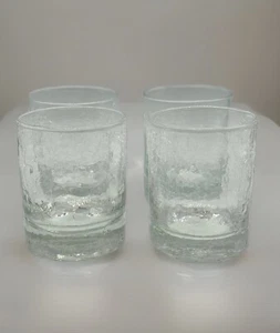 Vajilla de vidrio soplado, juego de CUATRO vasos de whisky de vidrio transparente craquelado, escocés - Imagen 1 de 6