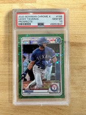 LEODY TAVERAS 2020 BOWMAN CHROME X GREEN X-FRACTOR #24/31 TEXAS RANGERS PSA 10