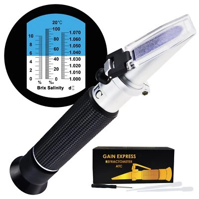 Salinity & Brix Refractometer Triple Scale with ATC Density Monitoring Measure - Image 1 of 4