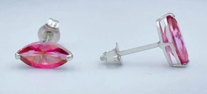 GENUINE 1.68 Cts PINK SAPPHIRE STUD EARRINGS 14k WHITE GOLD - Free Appraisal - Picture 1 of 4