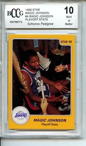1986 Star #4 Magic Johnson Set Playoff Stats BGS BCCG 10 Los Angeles Lakers - Picture 1 of 2