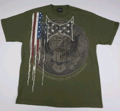 Vintage Y2k Tapout American Flag Eagle Seal USA Print T Shirt Vtg Sport Gym USA  - Image 1 of 4