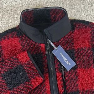 NWT Vineyard Vines Mens L On The Go Sherpa Sangria Buffalo Plaid Full Zip Jacket - Picture 1 of 9