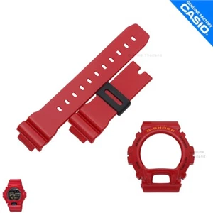 Correa y bisel de reloj genuino Casio G-Shock GB-6900-4 rojo brillante con letras amarillas - Imagen 1 de 1
