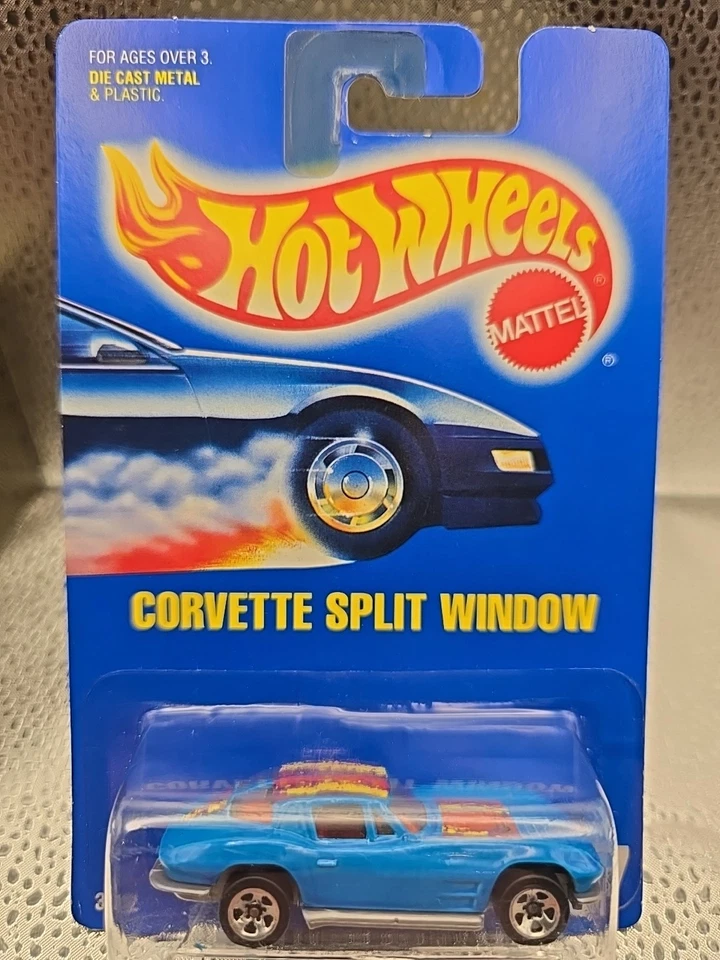 Corvette 1992 vintage Hot Wheels ventana dividida #197 (azul con base gris) 5 radios Foto 1 de 3