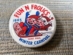 Vintage 1965 Fun'N Frolics Winter Carnival 2.25" Pinback Button Saint Paul MN - Picture 1 of 2