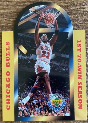 1995-96 Upper Deck Chicago Bulls 1st 70-Win Season Jumbo MICHAEL JORDAN w/COA - Image 1 of 3