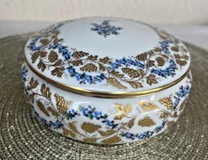 Le Tallec Paris 1977 Limoges Porcelain Bonbonnière Vine & Gilt Enamel - Picture 1 of 14