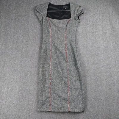 BEBE WOMENS GRAY TWEED RETRO WOOL SILK BLEND SHORT SLEEVE DRESS SIZE SMALL - Image 1 of 4