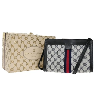 Bolso de Hombro GUCCI Parfums Jerez 2 Vías Bolso sin asas PVC Cuero Azul Marino 01EF919 Foto 1 de 4