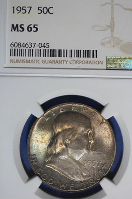 1957 NGC MS65 FRANKLIN HALF DOLLAR #B51126 - Image 1 of 2