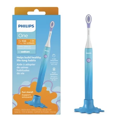 Cepillo de dientes a batería Philips One para niños, (edades 3+) azul, HY1130/02 Foto 1 de 4