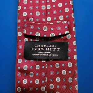 100% Vintage Charles Tyrwhitt London Neck Tie Plum Geometric Authentic - Picture 1 of 5
