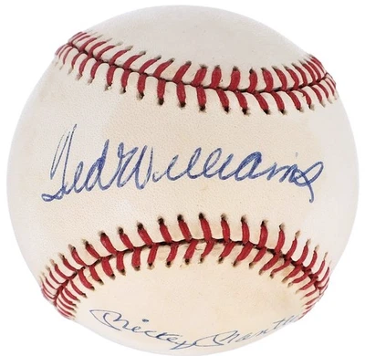 Mickey Mantle Ted Williams Signed OAL Baseball HOF Yankees Red Sox JSA LOA - Image 1 of 4