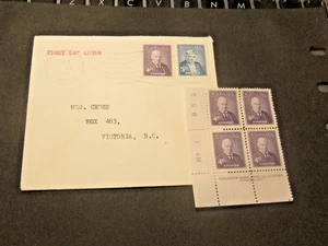 1955 Canada FDC - Bennett - and MH Block of Stamps - Picture 1 of 2