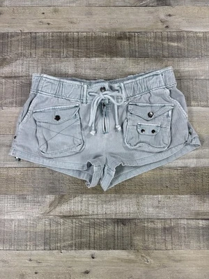 Pantalones Cortos Free People Mujer Pequeños Gris Carga Cordón Utilidad Bolsillos Algodón Foto 1 de 4