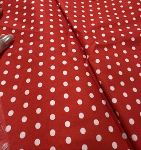 Red White Small Polka Dot Poly Blend  2 Yards X 44" Wide - Picture 1 of 5