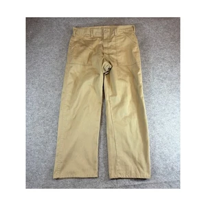 VINTAGE 90s Utility Pants Mens 36x27 Khaki Twill Relaxed Straight Leg Workwear - Picture 1 of 6