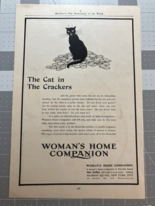 1907 Woman's Home Companion Schwarzdruck Katze Werbung Poster Vintage Vintage rahmenfertig - Bild 1 von 1