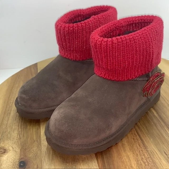 UGG Niños Niñas Jóvenes 3 Marrón Rojo Mini Botas Southern Belle 1003215K Foto 1 de 4