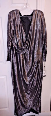 NEW Women's black & metallic silver Gown Dress size 24W by ADRIANNA PAPELL - Image 1 of 4