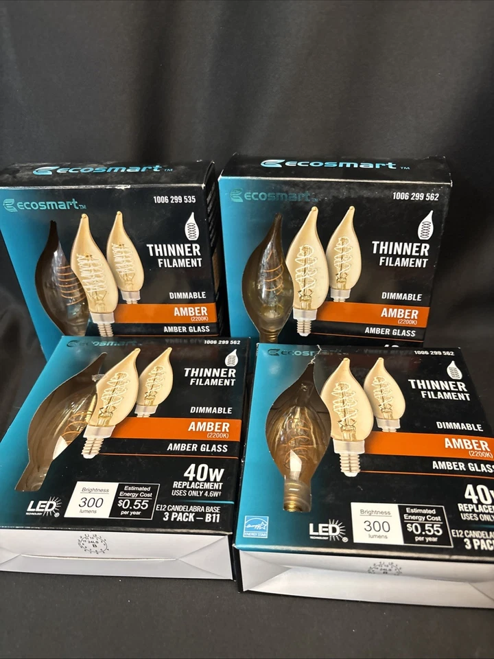 EcoSmart 40W Equivalent B11 Dimmable E12 Candelabra LED Amber 4 X (4 Packs ) - Image 1 of 1