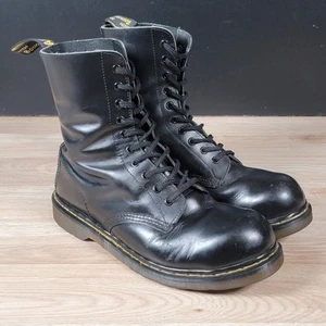 Vintage Dr Martens 10-Eye Boots Mens Size 10 UK 11 US Black Doc Made in England - Picture 1 of 14