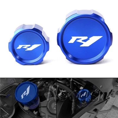 Cubierta de tapa de depósito de líquido de frenos trasero delantero CNC para Yamaha YZFR1 YZF-R1 2000-2022 Foto 1 de 4