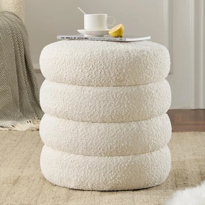 Otomana redonda con taburete otomano Boucle de almacenamiento con tapa extraíble de almacenamiento para... Foto 1 de 4