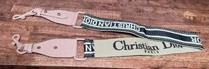 New Christian Dior Logo Shoulder Strap Embroidered Canvas Pink Tan - Picture 1 of 2