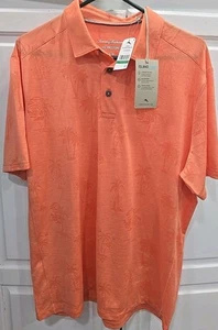 Tommy Bahama Island Zone Palm Coast Palmera Polo Shirt Large Peach Melt NWT - Picture 1 of 15