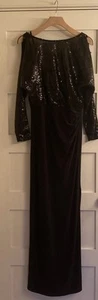 Lauren Ralph Lauren Evening Women's Sz 4 Dress Black Maxi Sequin Upper Semi... - Picture 1 of 7
