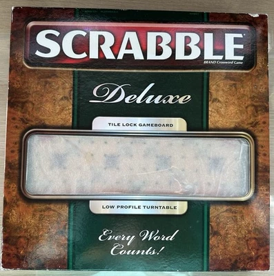 Scrabble Deluxe Board Game Low Profile Turnable Tile Lock Mattel 2009 PT - Image 1 of 4