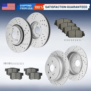 Front Rear Drilled Disc Rotors & Ceramic Brake Pads Set for 2014-2018 Acura RDX - Bild 1 von 6