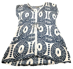 BAGUS Damen Tunika Top Größe M Blau Blumen Freizeit V-Ausschnitt Kurzarm Bindeband - Bild 1 von 9