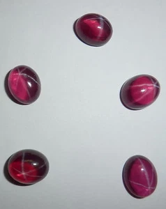 Transparent Star Ruby Oval 10x8 mm Cabochon 6 Rayed Lab-created Stone 5 pcs Lot - Picture 1 of 12