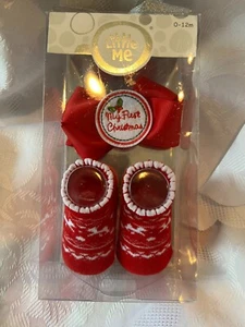 LITTLE ME-SIZE 0-12 MONTHS HANDBAND AND SOCKS GIRLS FOR CHRISTMAS - Picture 1 of 1