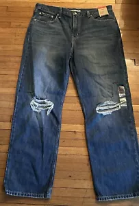 Levi's Women's Low Pro Jeans Straight Leg Medium Wash Mid Rise Knee Hole 32 - Picture 1 of 3
