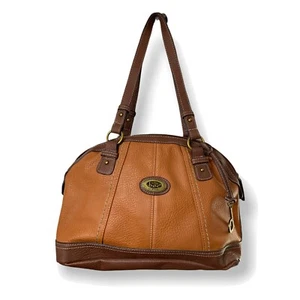 Women Brown BOC Vinyl Shoulder Bag Faux Suede Leather Concept Zip Pockets Lined - Picture 1 of 10