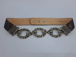 Streets Ahead Medusa Brown Silver Tone Triple Ring Chain Belt Size S Small VTG - Picture 1 of 9