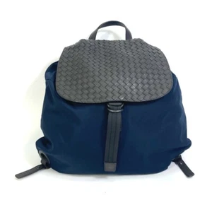 BOTTEGA VENETA 409595 Intrecciato Rucksack Nylon / Leder Navy x Braun - Bild 1 von 15