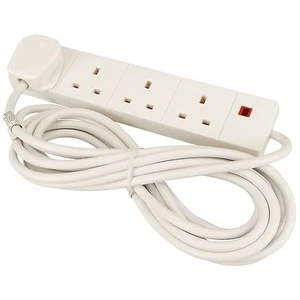 Cavo Prolunga Alimentazione 4 Vie Presa 1 Metro UK con Indicatore 13Amps - Foto 1 di 1