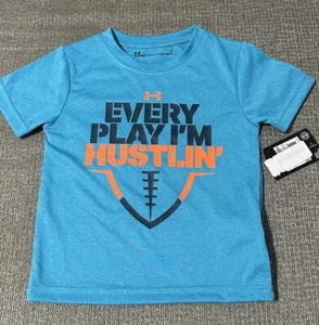 NWT Under Armour Boys  "EVERY PLAY I'M HUSTLIN" Short-Sleeves Tshirt Tee Sz 2T - Picture 1 of 2