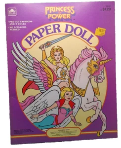 Muñeca de papel She Ra Princess Power MOTU dorada 1985 nunca usada nueva sin cortar - Imagen 1 de 6