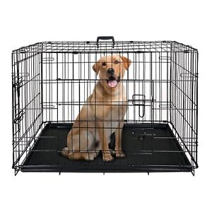 36" Metal Folding Pet Crate Dog Puppy Strong Cage Training Extra Large Carrier